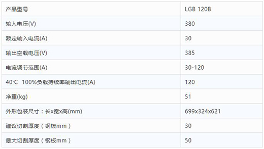 MG不朽情缘数字化等离子切割+碳弧气刨两用机LGB 120B整机参数